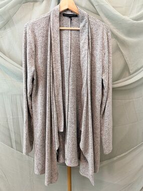 White House Black Market Heather Gray Open-Front Draped Cardigan